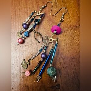 Asymmetric Lucky Dangle Earrings